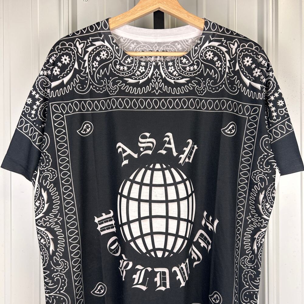 ASAP Rocky Worldwide Black Bandana Paisley 2010s Cloud Rap XL Tee